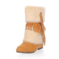 Tassel Snow Boots Suede Winter Wedges Women Shoes