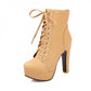 Lace Up Women Ankle Boots Platform High Heels Shoes Woman 2016 3392