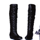 Knee High Boots PU Leather Rubber Sole Women Shoes