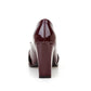 Bowtie Pumps Patent Leather High Heels Thick Heeled Shoes Woman