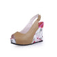 Peep Toe Platform Wedges Sandals Women Pumps Floral Printed High Heels Shoes Woman 3544