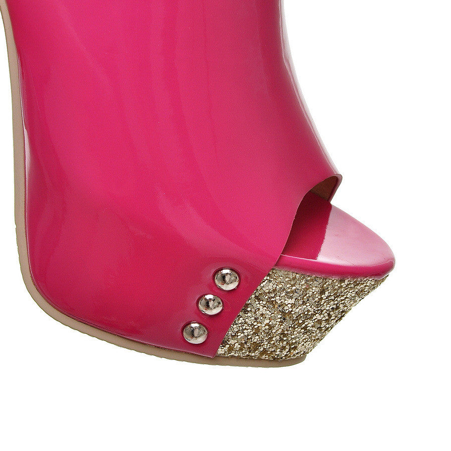 Platform Sandals Slides Glitter Women Chunky Heel Pumps High Heels Shoes Woman 3580