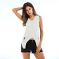 V Neck Hollow Out Mid Leanth Solid Color Women Sling Tank Top