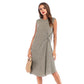 Solid Color Simple Twist Medium Length Skirt Pleated Irregular Vest Women Dresses