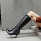 Women Pointed Toe Lace High Heel Tall Boots