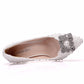 Women Pearls Rhinestone Lace Stiletto Heel Pumps Wedding Shoes