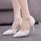Women Lace Wedding Pointed Toe Stiletto Heel Sandals