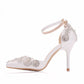 Women Pointed Toe Rhinestone Bridal Wedding Stiletto Heel Sandals