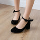 Shallow Toe Buckle Thick Heel Women Chunky Pumps