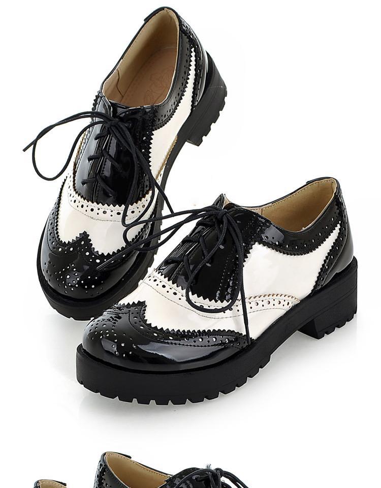 Girls's Lace Up Low Heeled Oxford Shoes