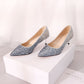 Pointed Toe Sequined Wedding Shoes Women Pumps Stiletto Middle Heels