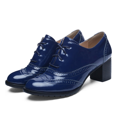 Lace Up Oxford Shoes Middle Heels for Women