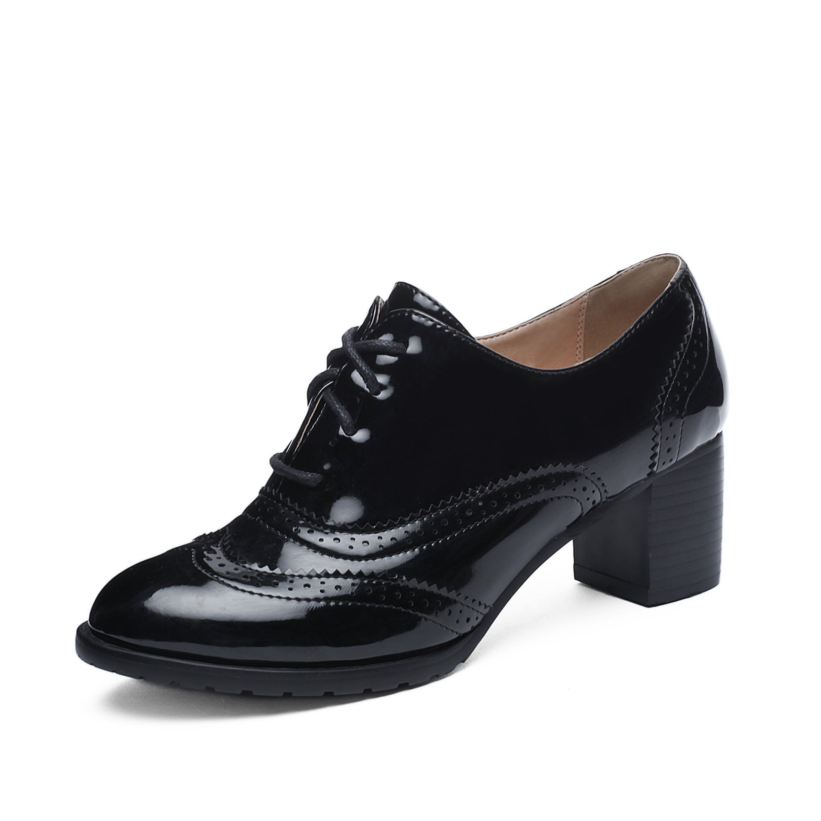 Lace Up Oxford Shoes Middle Heels for Women – Shoeu