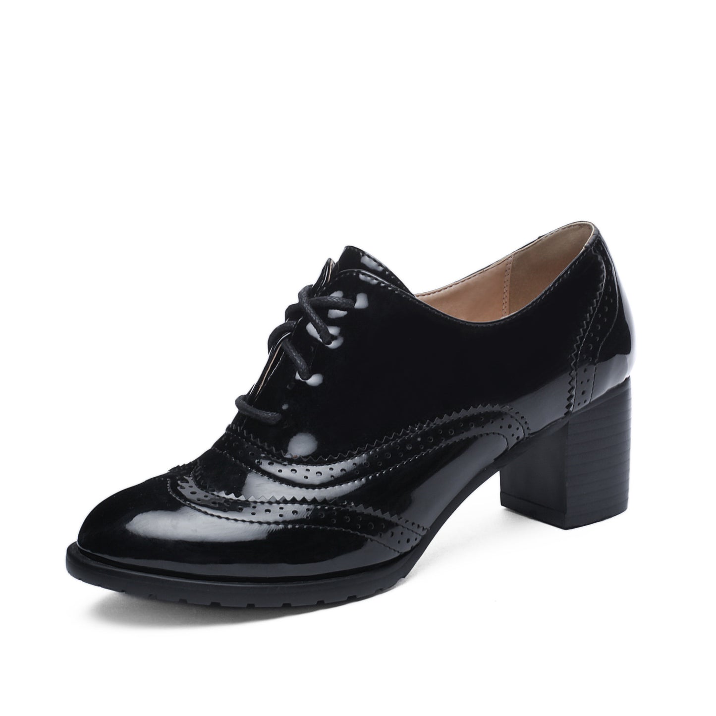 Lace Up Oxford Shoes Middle Heels for Women