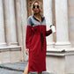 Women Color Contrast Long Sleeved Mid-length Dress