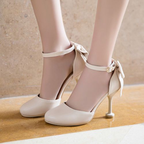 Women's Ankle Strap Bow Tie Mary Jane High Heels Sandals