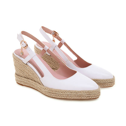 Women's Pointed Toe Buckle Wedges Sandals