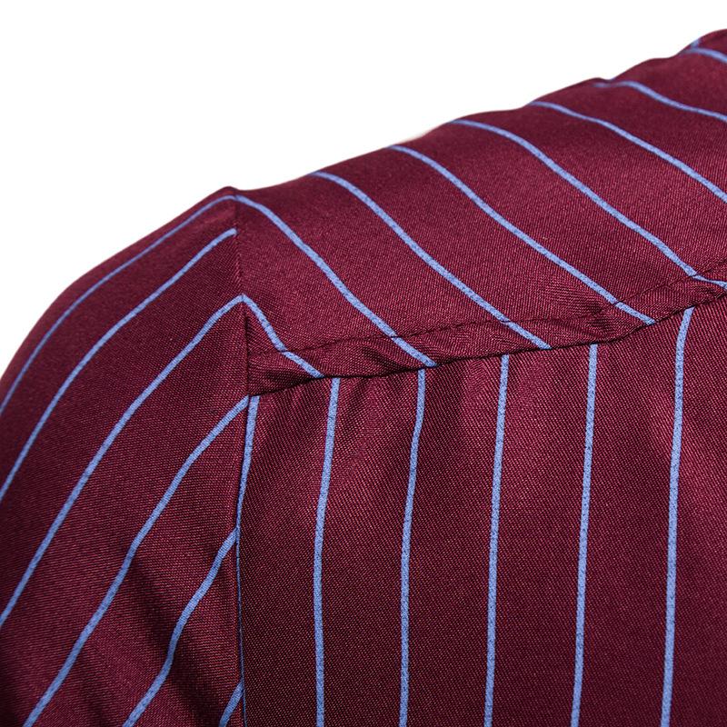 Men's British Style Gentleman Narrow Stripe Casual Design Fashion Turndown Long Sleeves Shirts