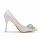 Women Pointed Toe Rhinestone Bow Tie Stiletto Heel Pumps Wedding Shoes