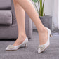 Women Stiletto Heel Pointed Toe Rhinestone Bow Tie Pumps Bridal Wedding Shoes
