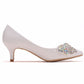 Women Stiletto Heel Pointed Toe Rhinestone Bow Tie Pumps Bridal Wedding Shoes