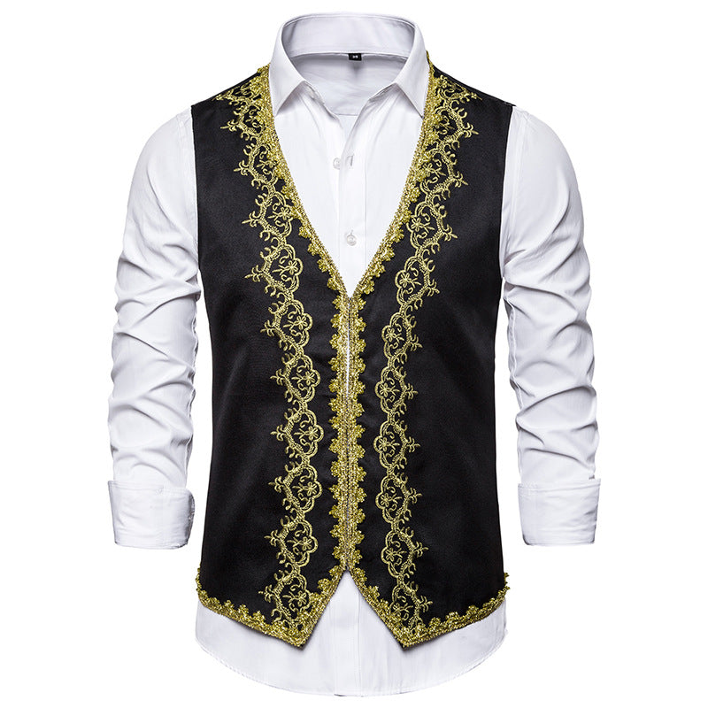 Men's Black and White Vests with Gold Performance Clothing