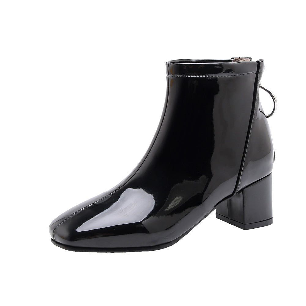 Women's Patent Leather Ankle Boots – Shoeu