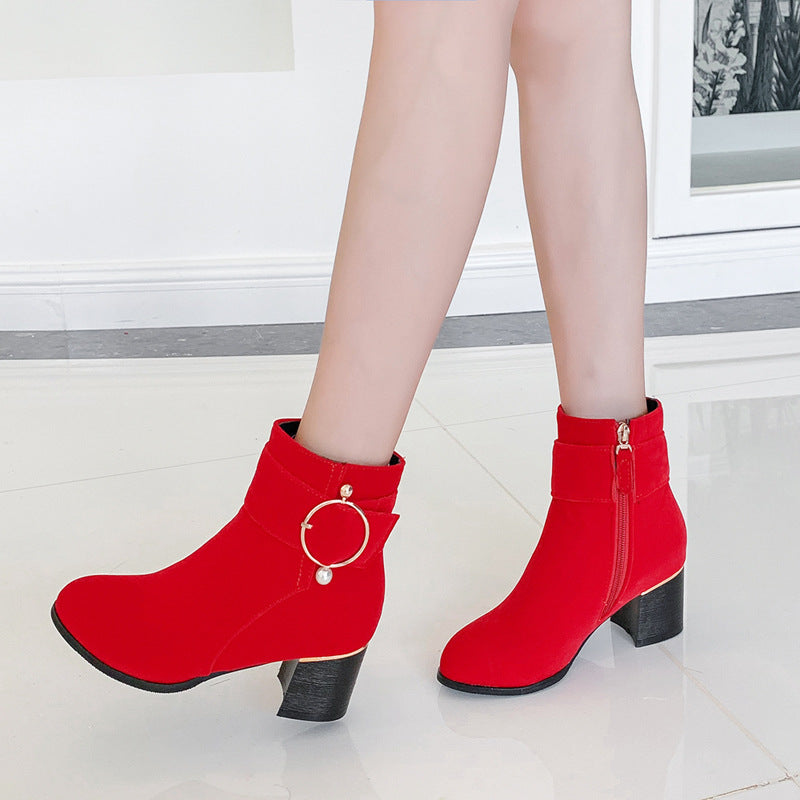 Women's Thick Heel Short Boots – Shoeu