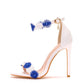 Women Lace Flora Open Toe Ankle Strap Bridal Wedding Stiletto Heel Sandals