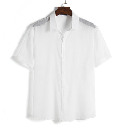 Men's Top Pure White Short Sleeves Shirts