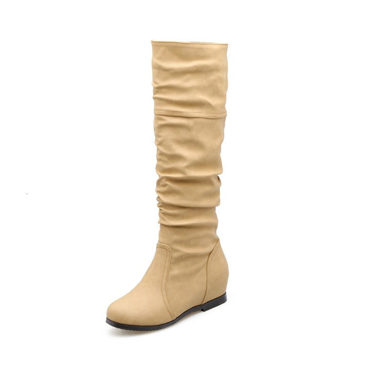 Women Wedges Heel Knee High Boots