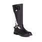 Women Rhinestone Pearl Low Heel Mid Calf Boots