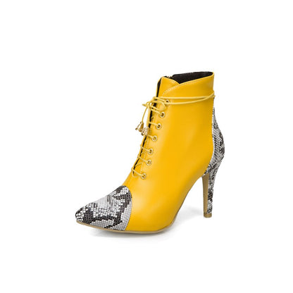 Women Snake-print High Heel Short Boots