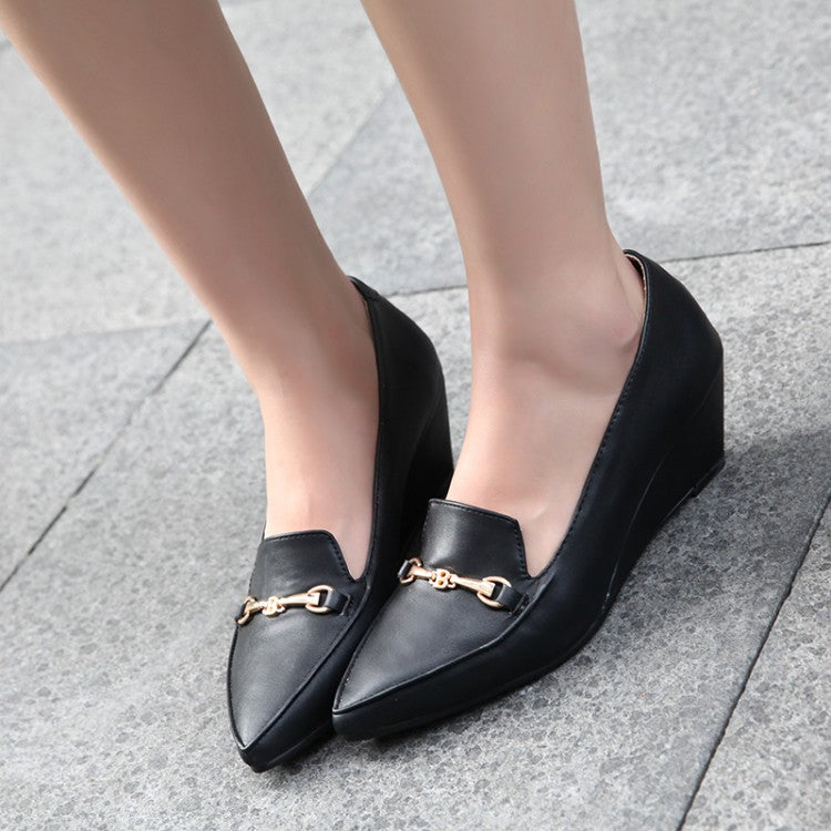 Women Heels Pointed Toe Platform Wedge Shoes