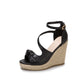 Ladies Butterfly Knot Ankle Strap Woven Wedge Heel Platform Sandals