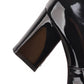 Women Glossy Square Toe Belts Buckles Block Heel Side Zippers Short Boots