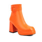 Women Square Toe Buckle Side Zippers Block Heel Platform Short Boots