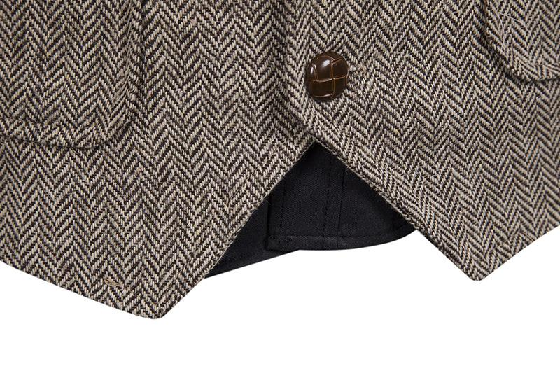 Men's Woollen Double Pocket Single Breasted Tough Guy Suit Vest