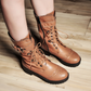 Soft Leather Women Boots Lace Up Round Toe Ankle Boots Shoes Woman