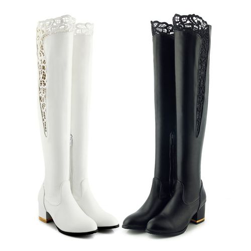 Women Lace High Heels Over the Knee Boots