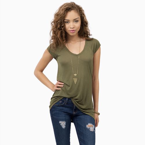 Small V-neck Solid Color Shirt Slim Sexy Short Sleeve Women T Shirts