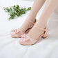 Women's Lace Bow Tie Mary Jane Mid Heels Sandals