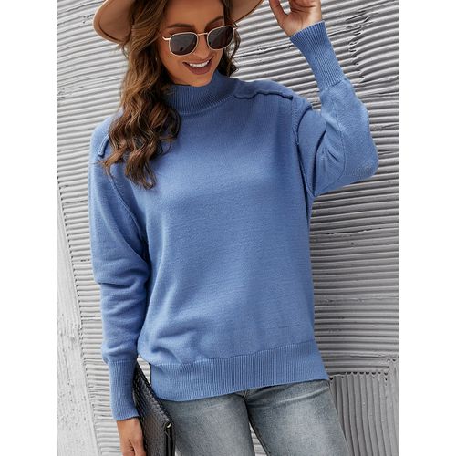 Solid Color Turtleneck Long-sleeved Women Pullover Sweater