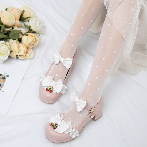 Women Pumps Mary Janes Shoes with Bowtie Pearl