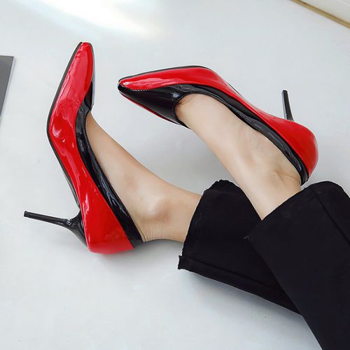 Women Pointed Toe Patent Leather Pumps High Heels