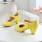 Women Mary Jane Candy Color Block Heels Pumps