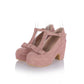 Women Chunky Heel Pumps Platform T Straps Bowtie High Heels Shoes Woman 3577