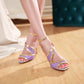 Women Solid Color Buckle Strap Stiletto Heels Sandals