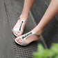 Women Solid Color Buckle Strap Metal Decor Sandals Low Heels