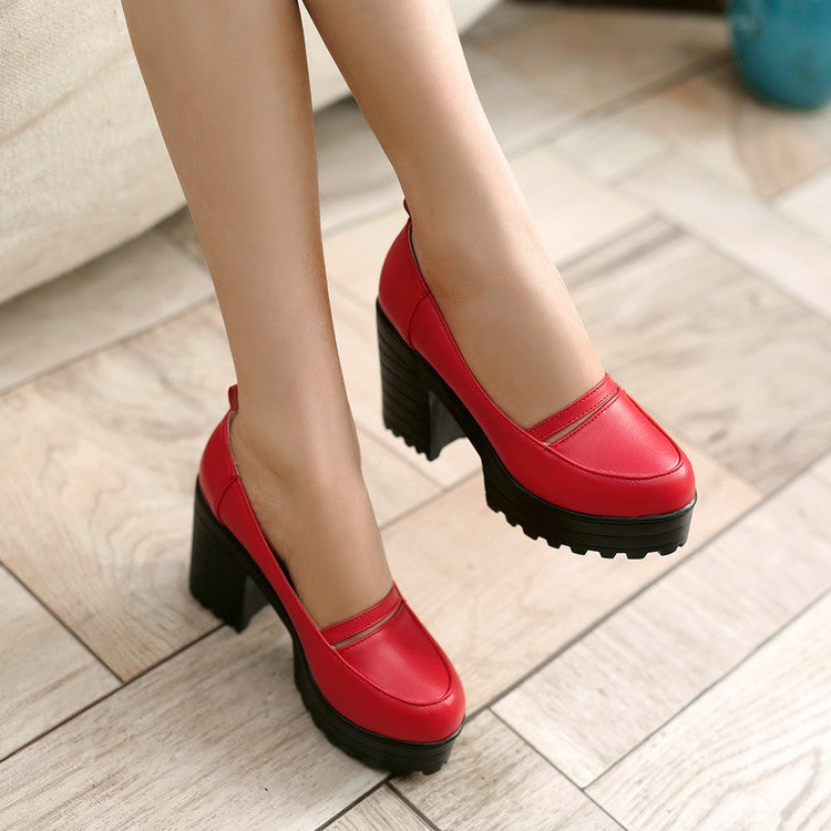 Ankle Straps Chunky Heel Pumps Platform High Heels Women Shoes 2185 – Shoeu